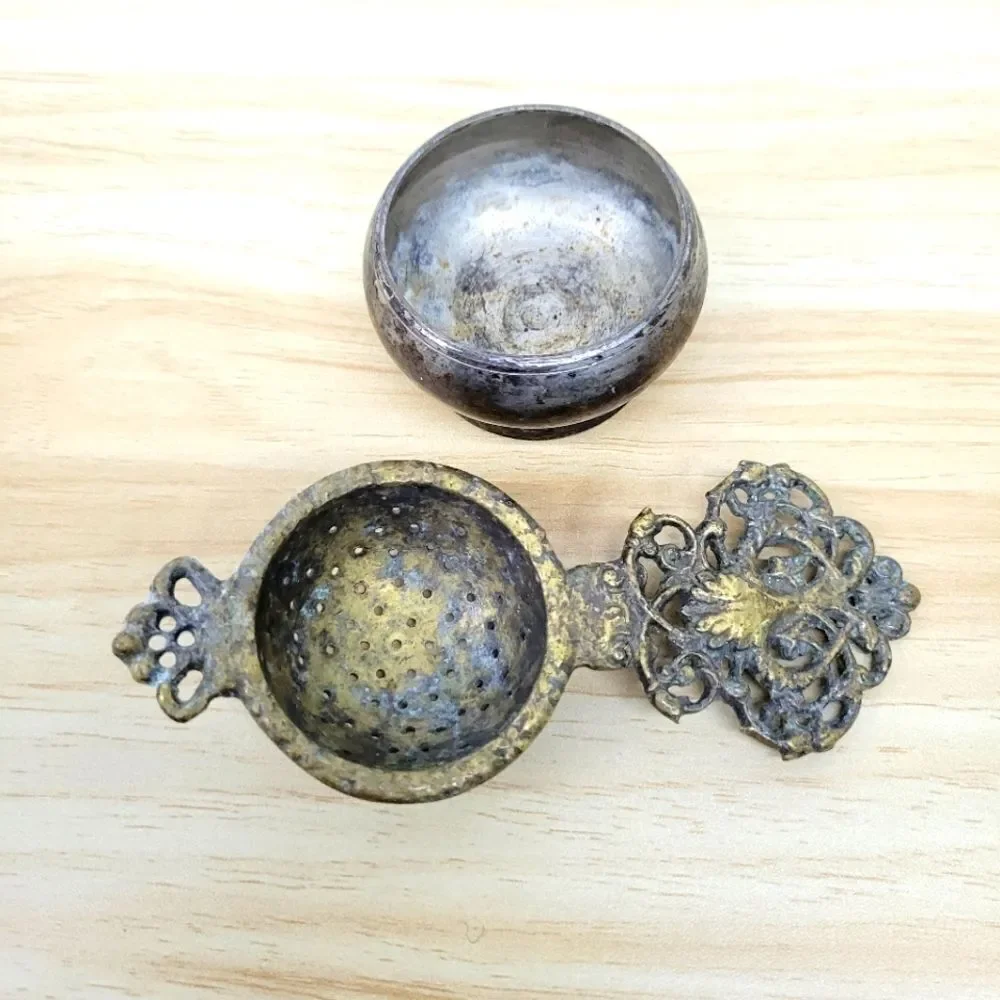 Vintage Brass Tea Strainer Ornate Handle Loose Leaf Infuser – Made in India